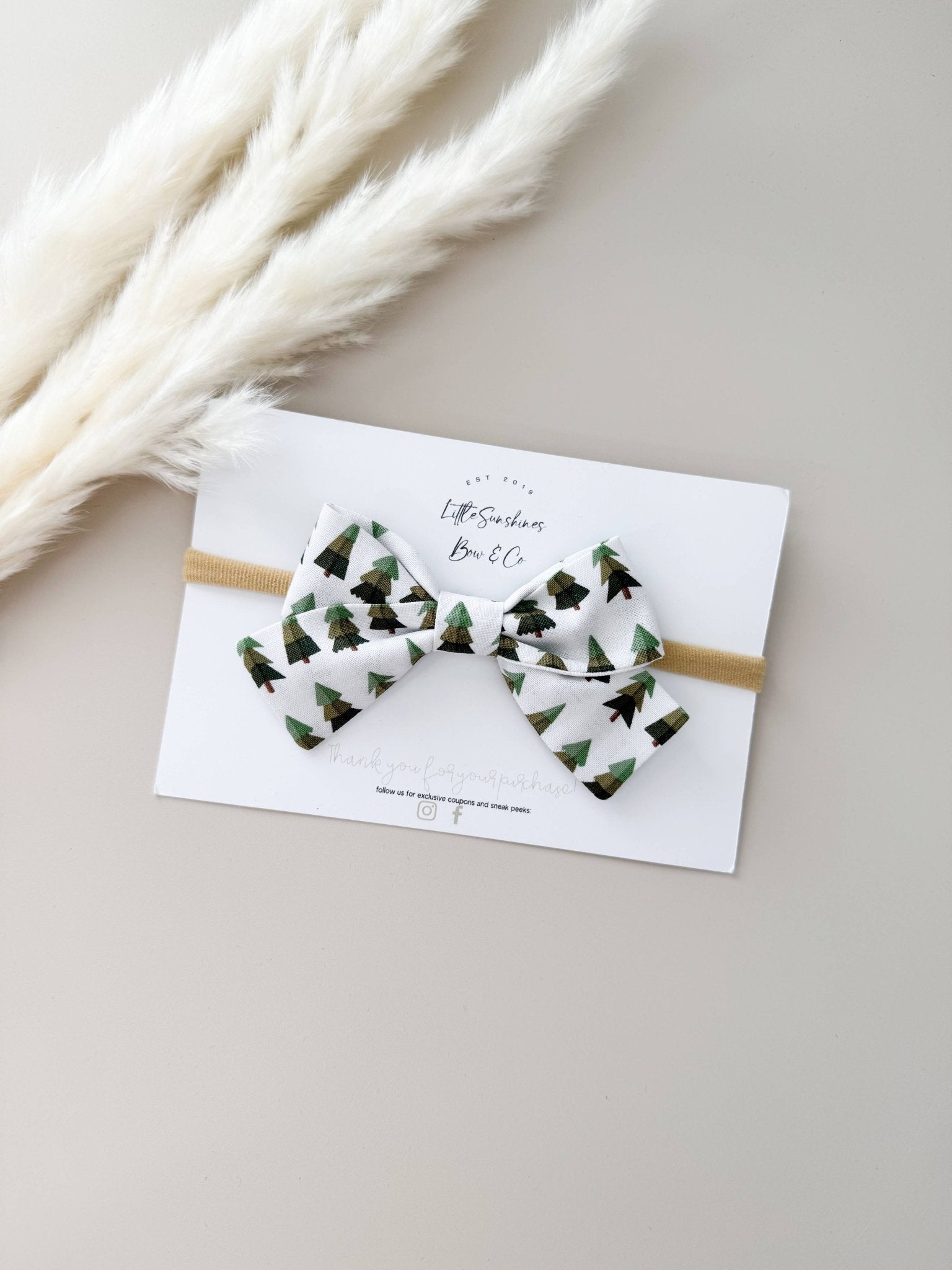 Christmas Trees Christmas Pinwheel Hair Bow, Nylon Headband - Adalynn Leanne