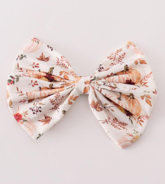 Coral Pumpkin Bow - Adalynn Leanne
