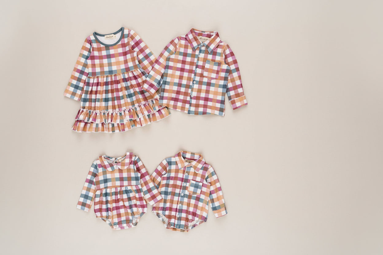Cranberry Vintage Plaid Bubble Romper - Adalynn Leanne