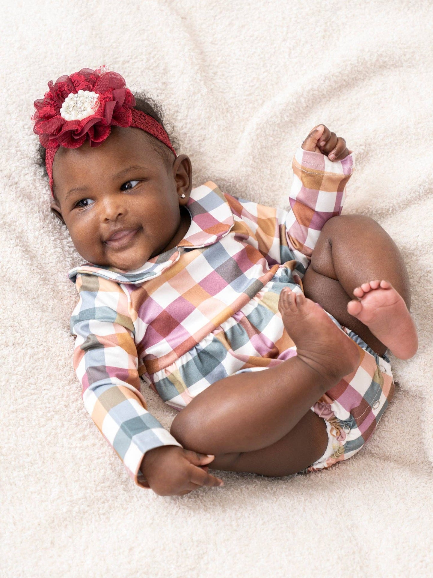 Cranberry Vintage Plaid Bubble Romper - Adalynn Leanne