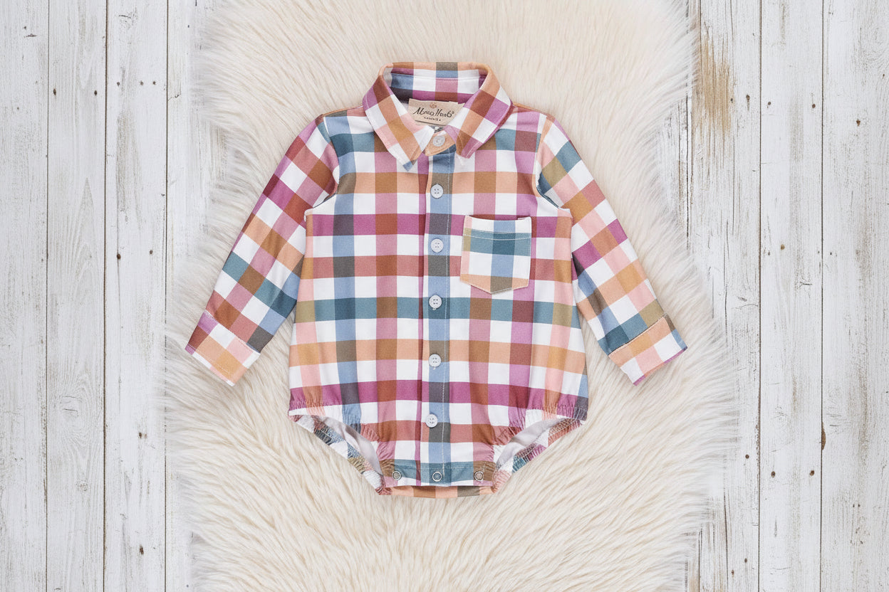 Cranberry Vintage Plaid Button Up Johnny - Adalynn Leanne
