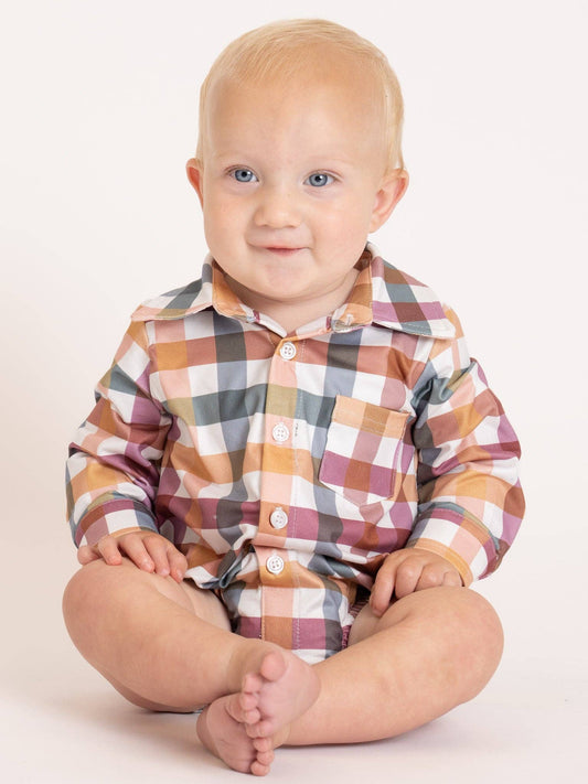 Cranberry Vintage Plaid Button Up Johnny - Adalynn Leanne