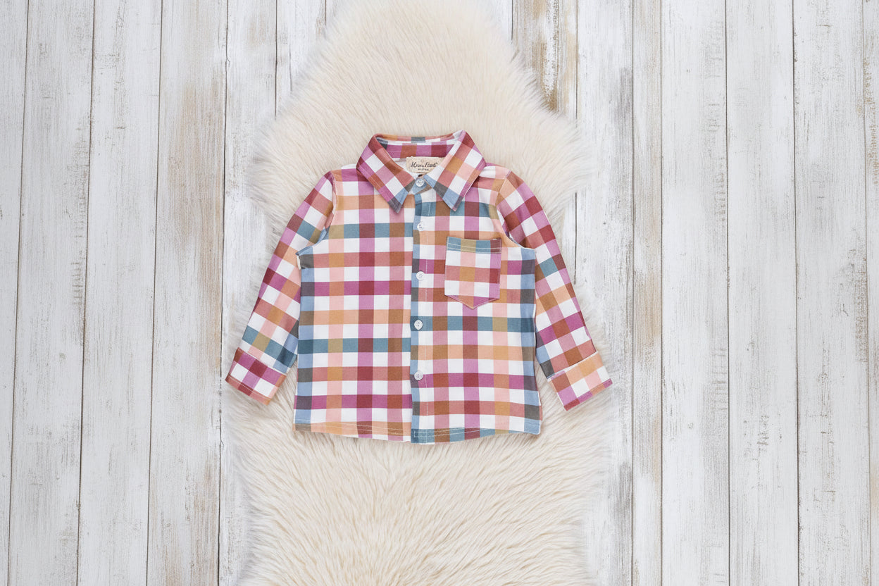Cranberry Vintage Plaid Button Up Shirt - Adalynn Leanne
