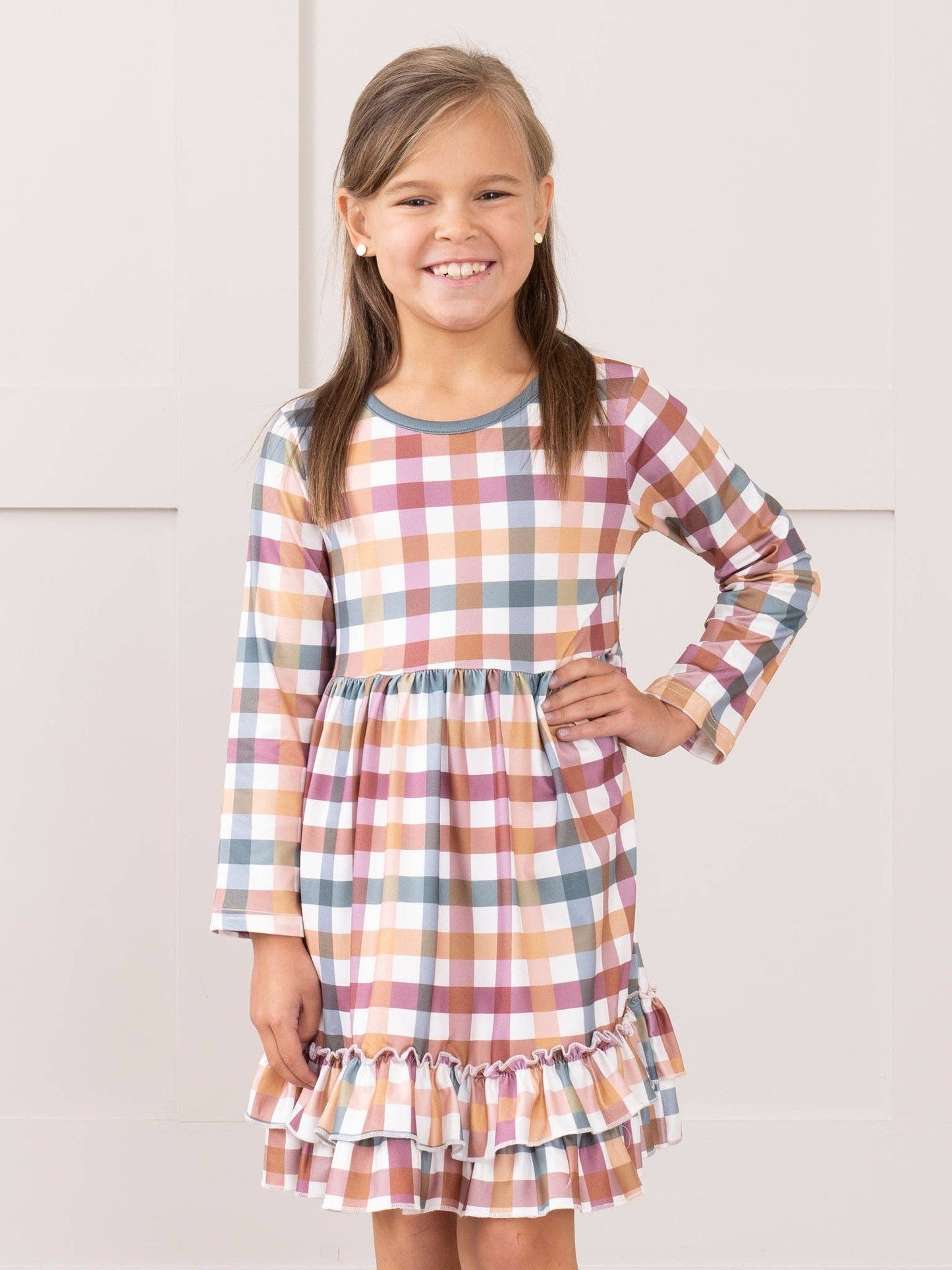 Cranberry Vintage Plaid Ruffle Dress - Adalynn Leanne