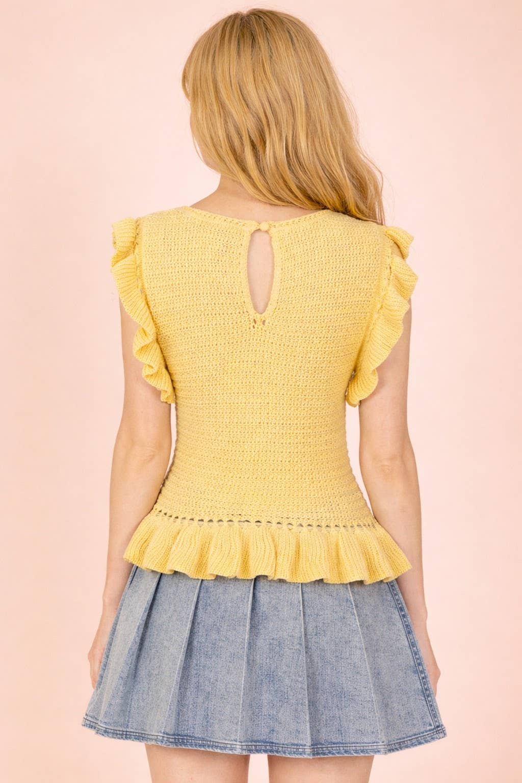 12W3640N-Ruffled Sweater Knit Top