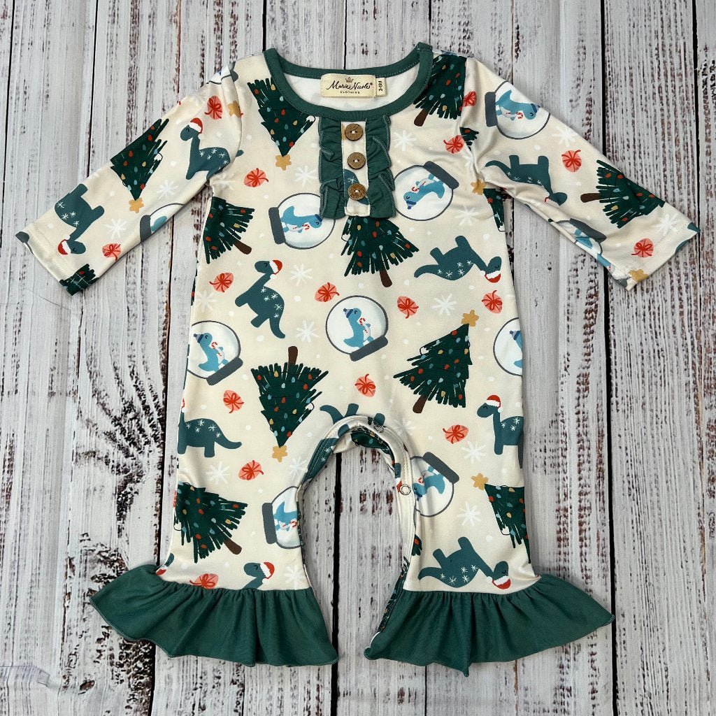 Dinosaurs and Evergreens Ruffle Romper - Adalynn Leanne