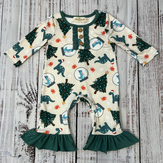 Dinosaurs and Evergreens Ruffle Romper - Adalynn Leanne
