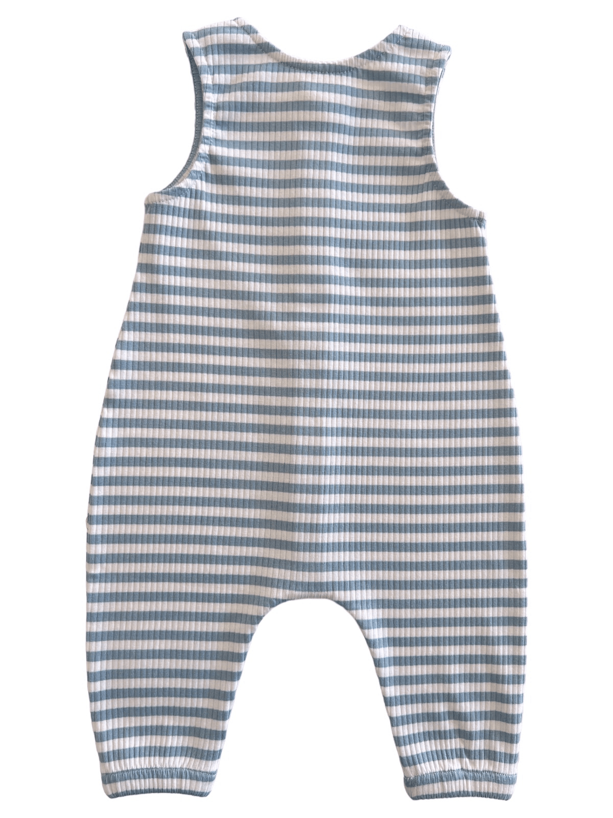 Dusty Blue Stripe / Organic Ribbed Bay Jumpsuit - Adalynn Leanne