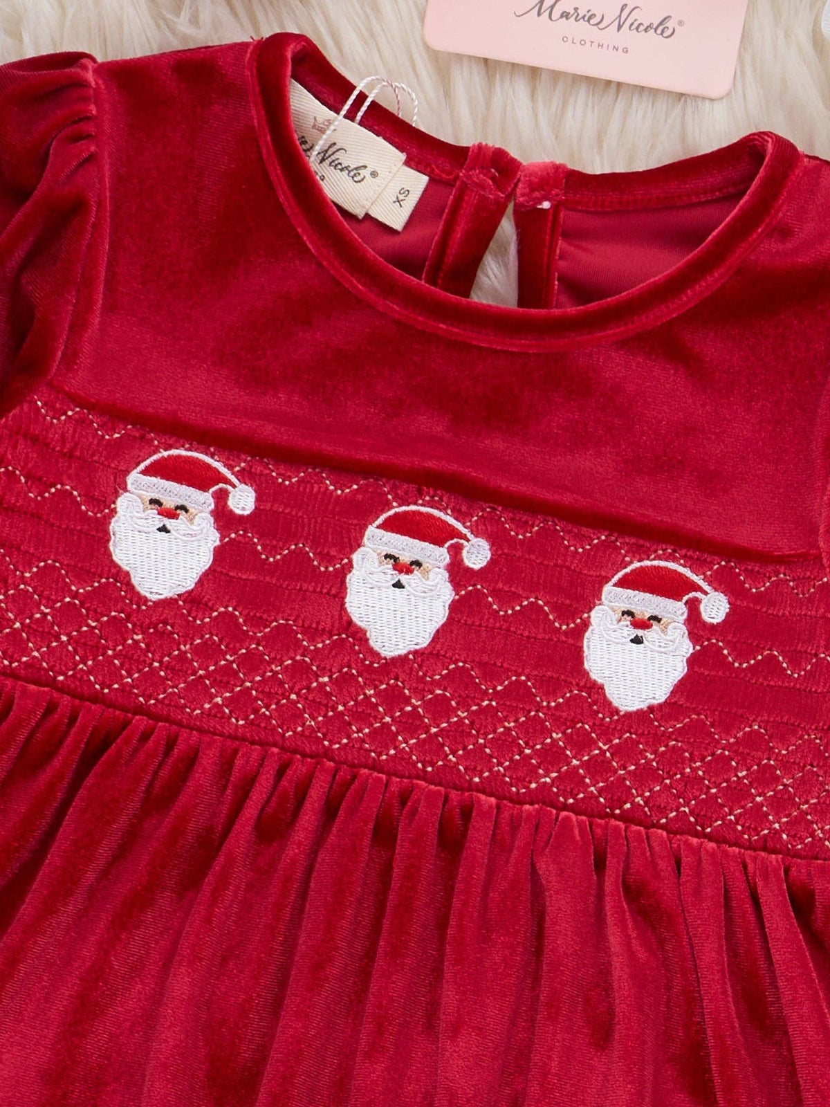 Ruby Santa Smocked Velvet Dress
