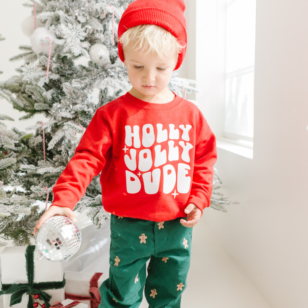 Holly Jolly Dude Pullover Toddler Christmas Sweatshirt