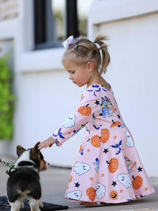 Halloween Ghost Pumpkin Character Girls Dress