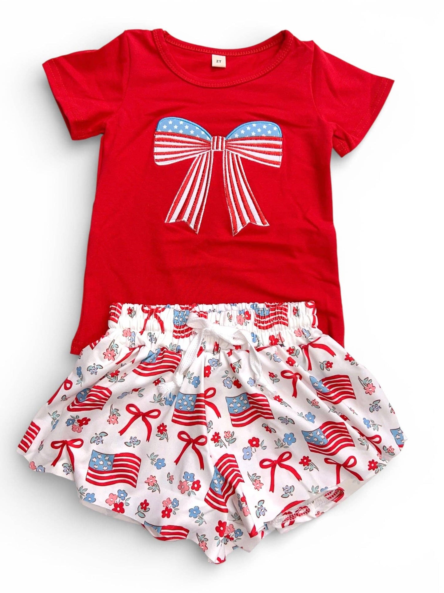 Embroidered Patriotic applique ted t-shirt and shorts. GSSO120201 - Jean - Adalynn Leanne