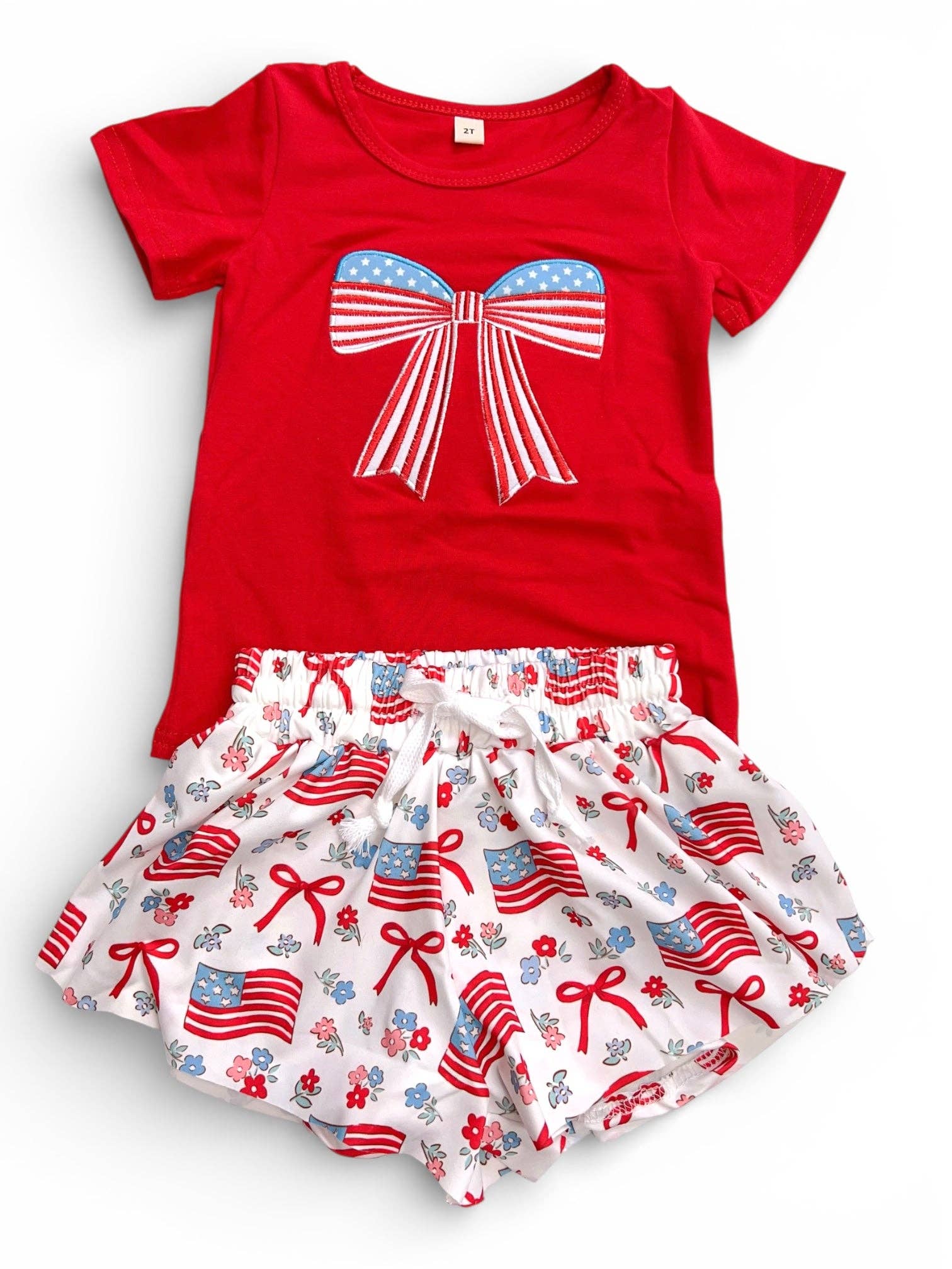 Embroidered Patriotic applique ted t-shirt and shorts. GSSO120201 - Jean - Adalynn Leanne