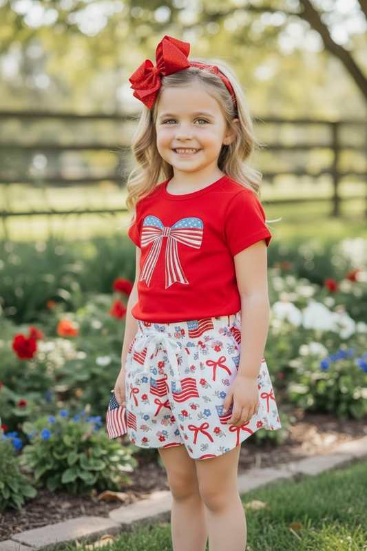 Embroidered Patriotic applique ted t-shirt and shorts. GSSO120201 - Jean - Adalynn Leanne