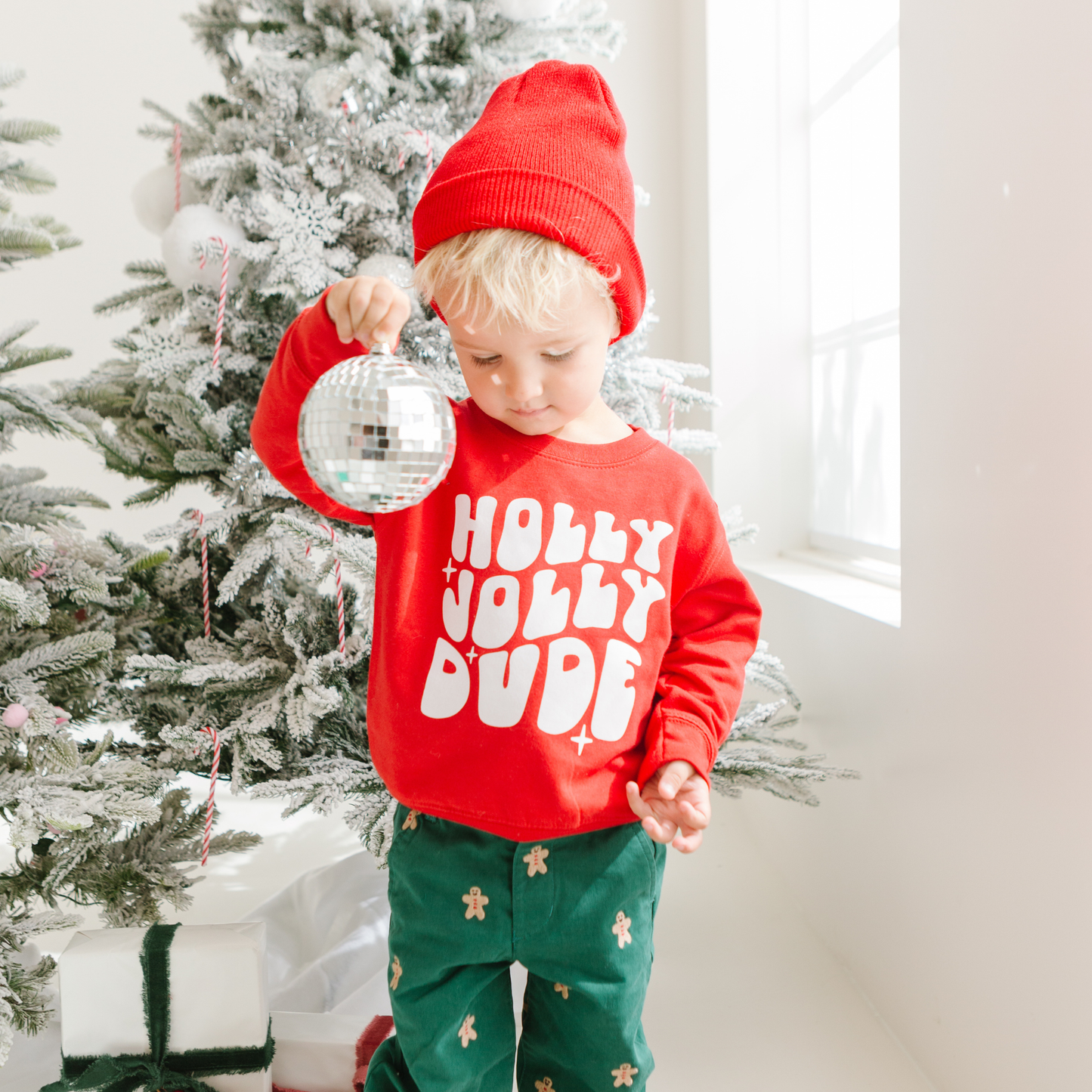 Holly Jolly Dude Pullover Toddler Christmas Sweatshirt