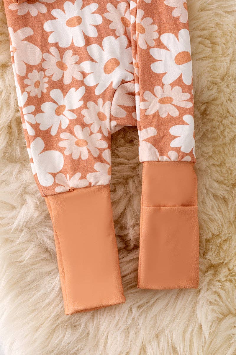 🎍Floral printed convertible footie baby romper w/matching headband. RPG50164 - Adalynn Leanne