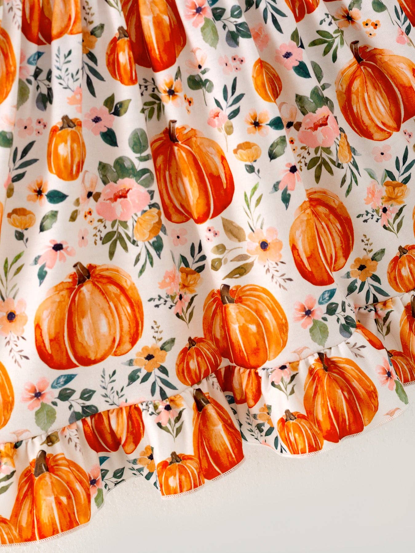 Girls Halloween Pumpkin Print Long Sleeve Dress - Adalynn Leanne
