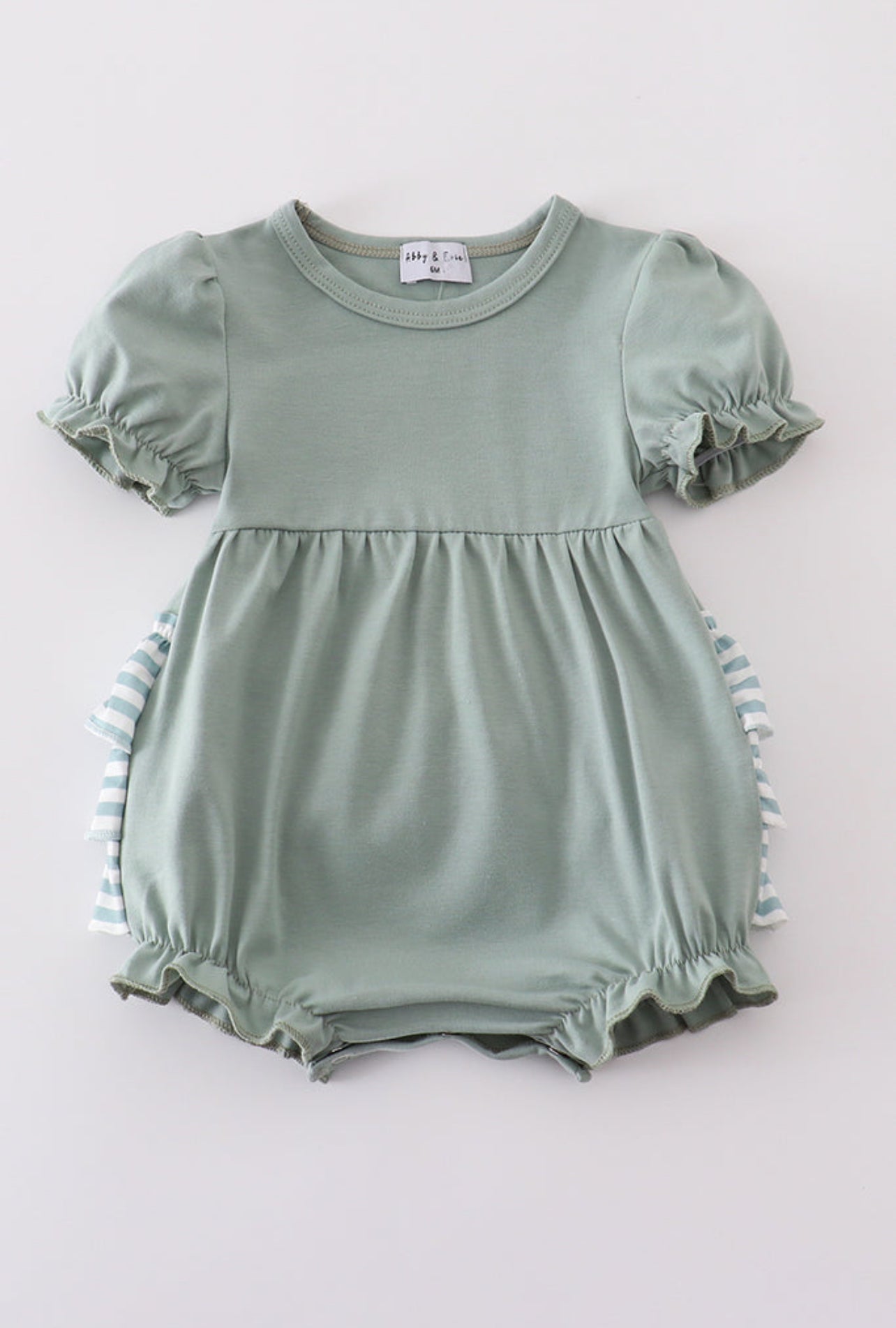 Green Ruffle Bubble Romper: Stylish & Comfortable Summer Outfit with Ruffle Detailing - Adalynn LeanneChildrens Clothing