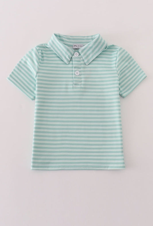 Classic Boys' Green Striped Shirt for Comfort & Versatility - Adalynn LeanneChildrens Clothing
