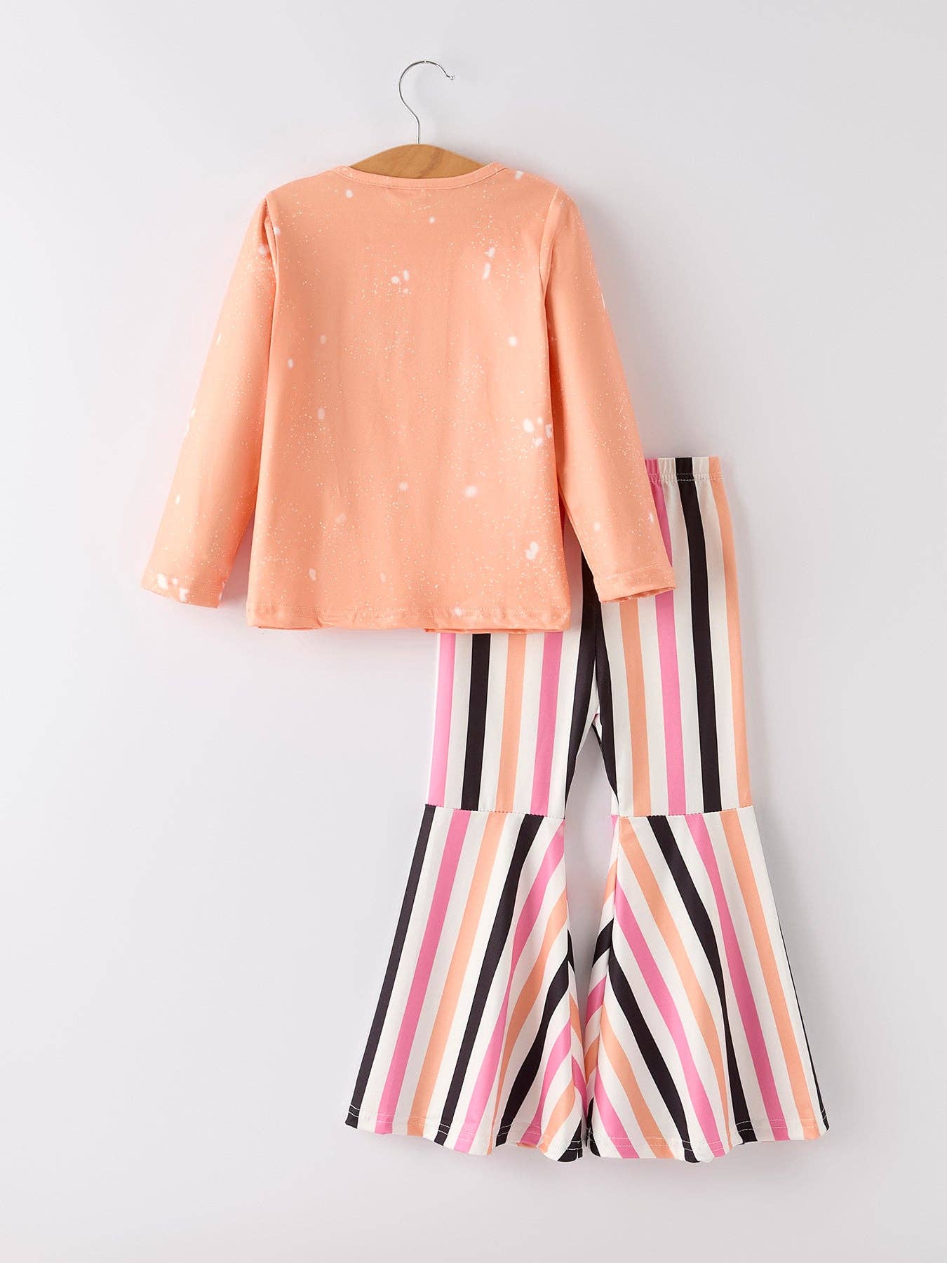 Halloween Letter Bleached Top + Striped Flared Pants - Adalynn Leanne