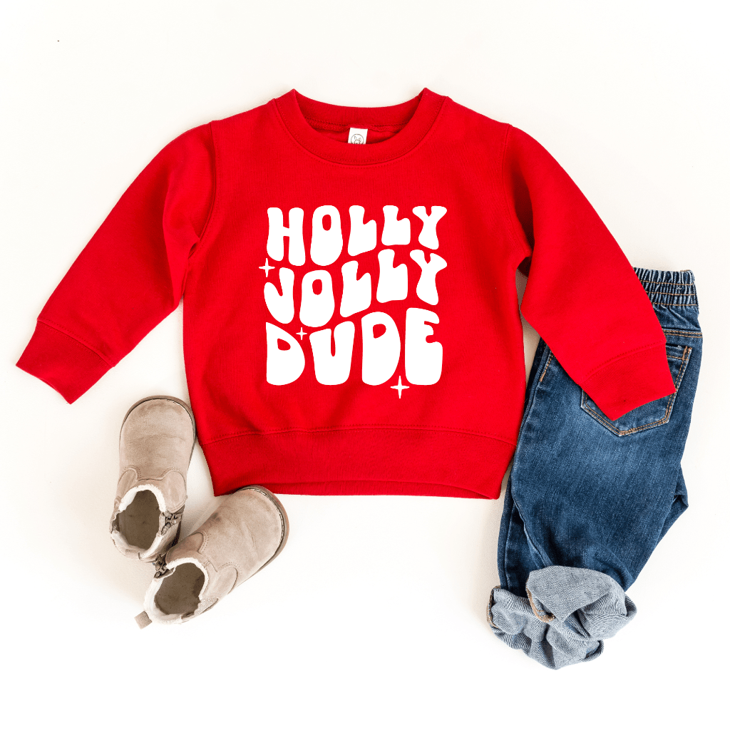 Holly Jolly Dude Pullover Toddler Christmas Sweatshirt - Adalynn Leanne