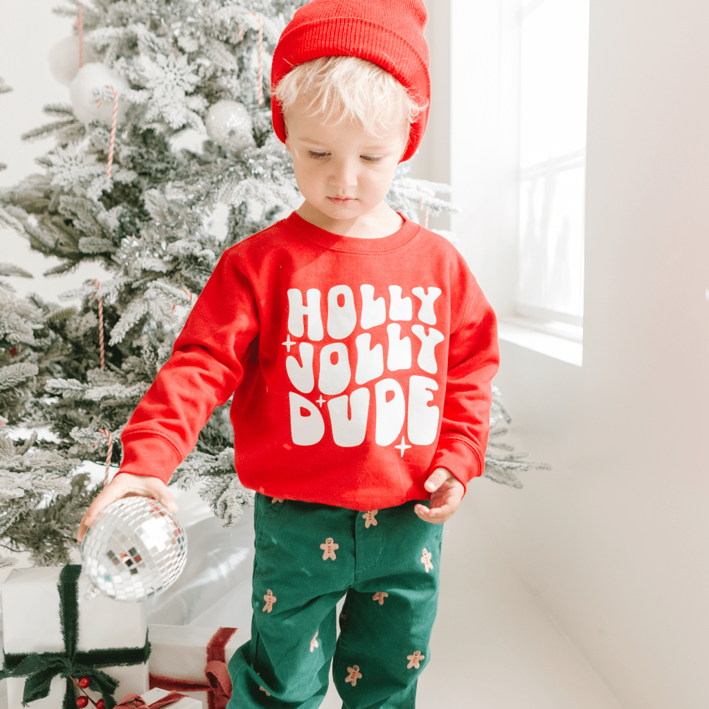 Holly Jolly Dude Pullover Toddler Christmas Sweatshirt - Adalynn Leanne