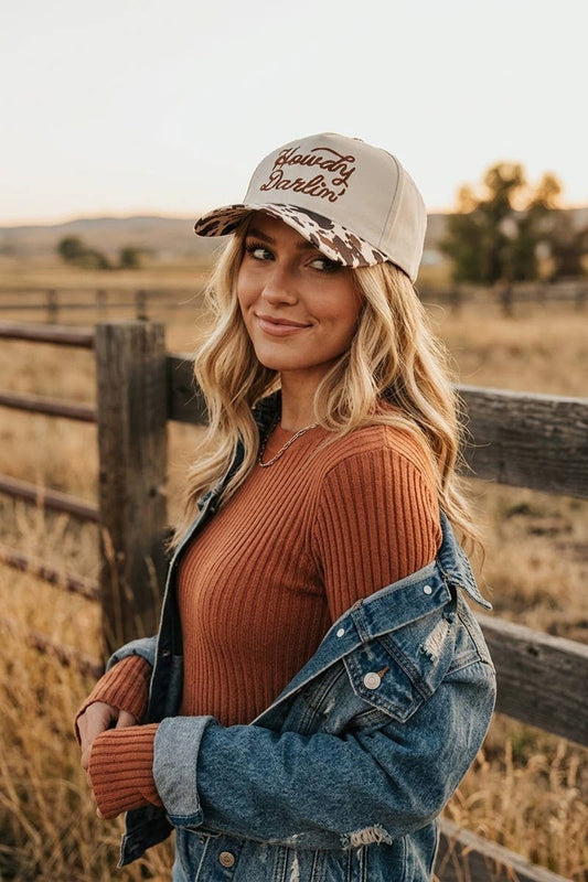`Howdy Darlin Two Tone Canvas Cotton Cap - Adalynn Leanne
