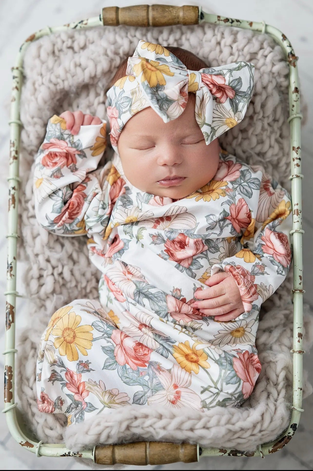 Infant Baby Girl Botanical Ecru Gown - Adalynn Leanne