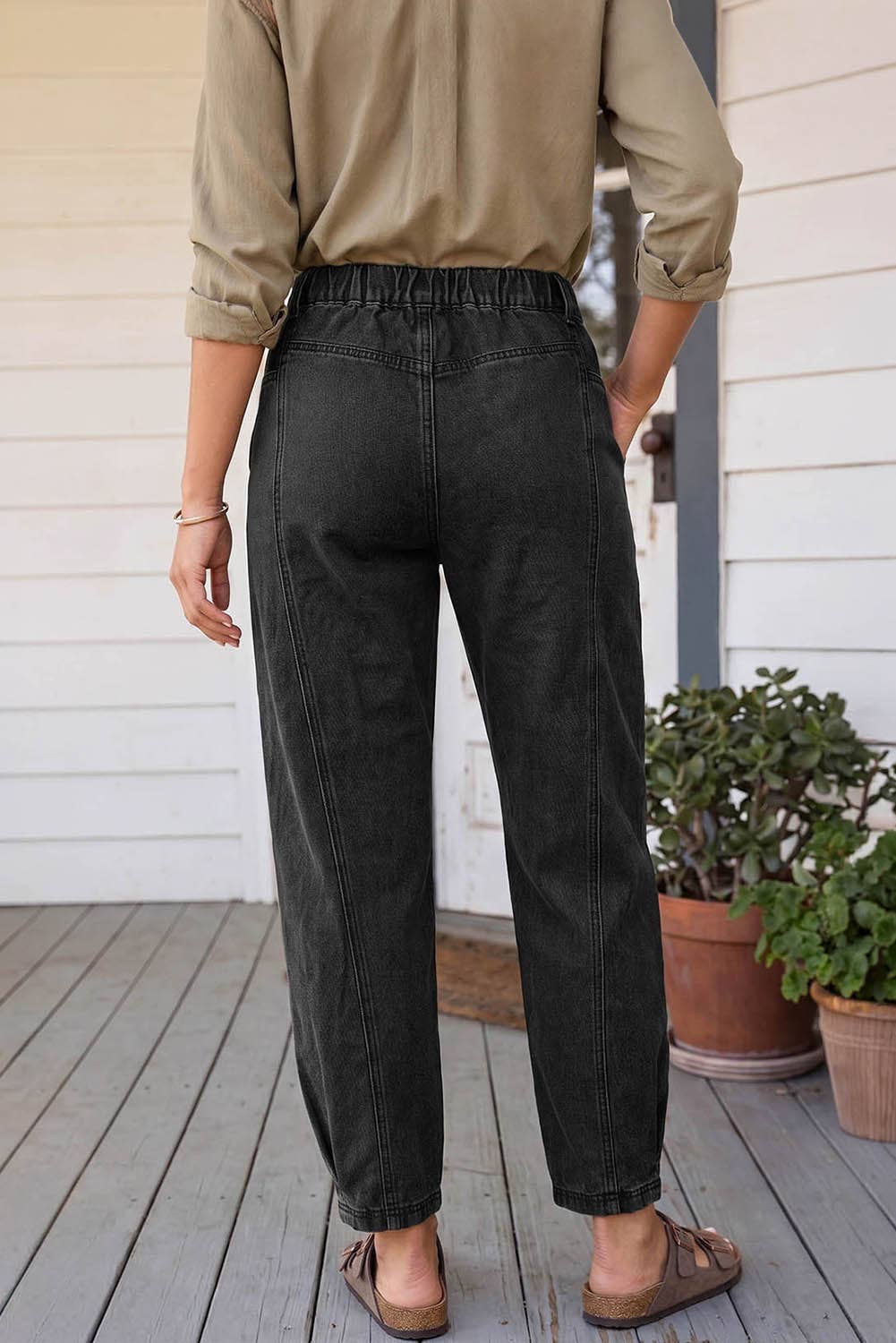 LAS Decorative Seam Patchwork Detail Solid Jeans (4-16) - Adalynn Leanne
