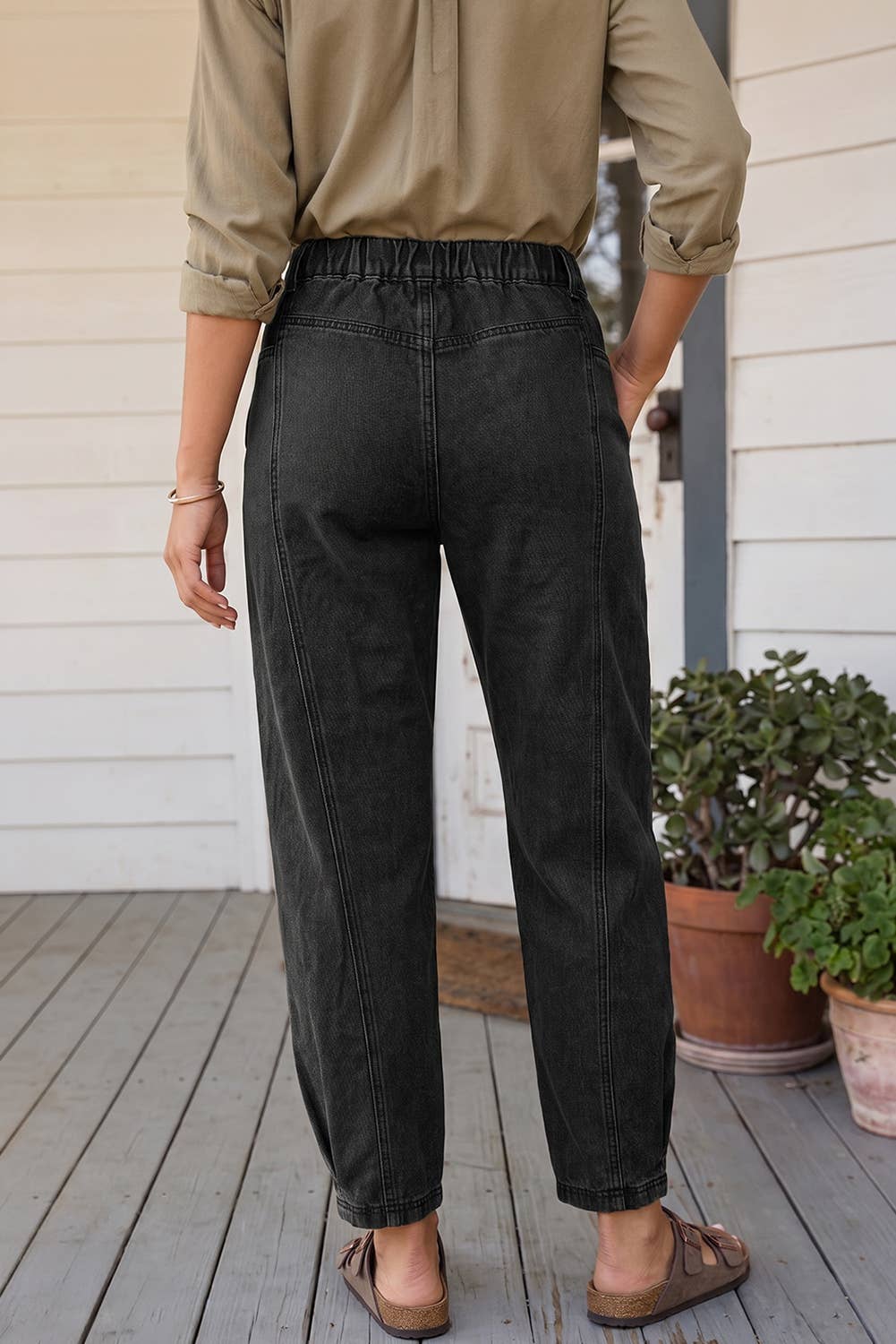 LAS Decorative Seam Patchwork Detail Solid Jeans (4-16) - Adalynn Leanne