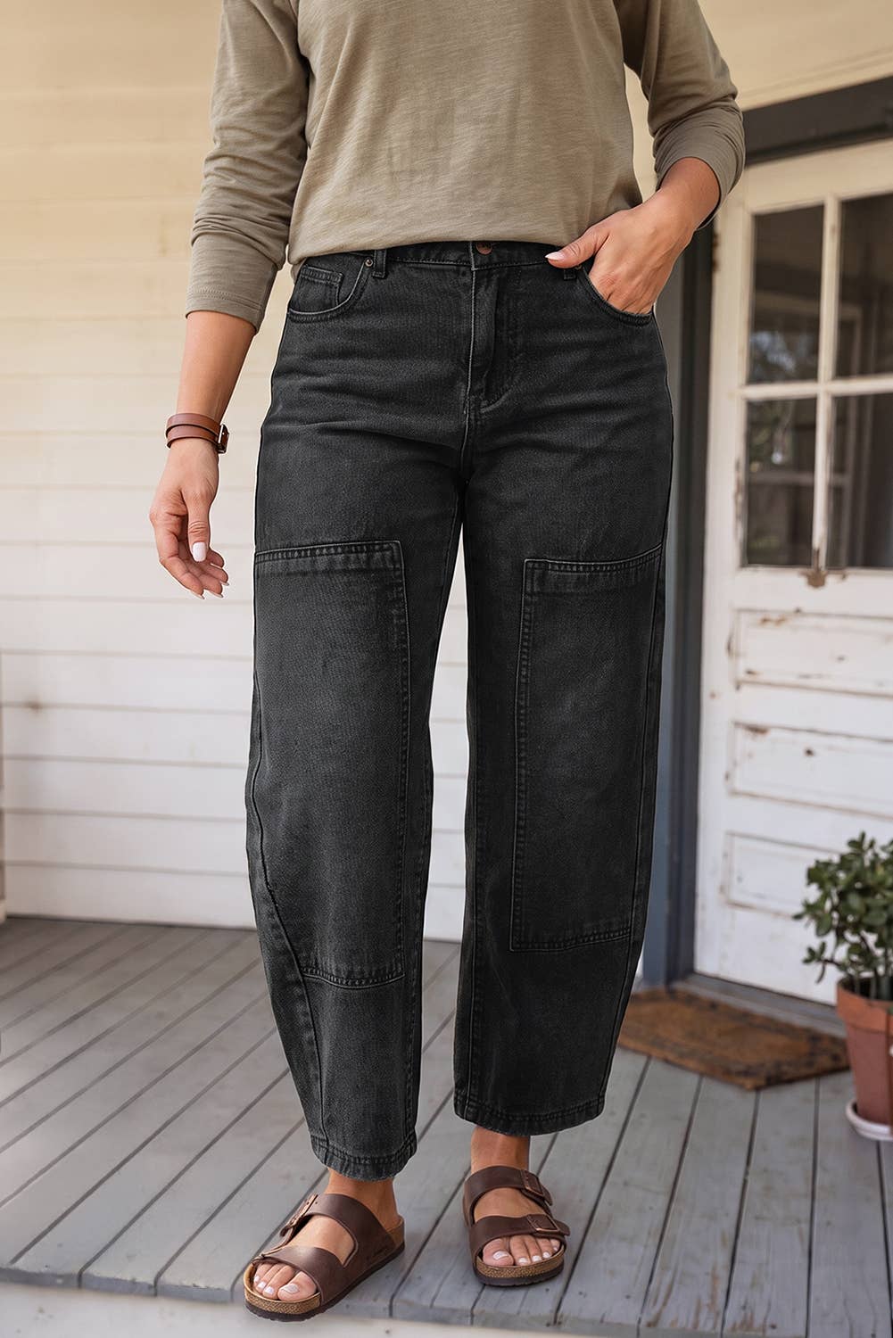 LAS Decorative Seam Patchwork Detail Solid Jeans (4-16) - Adalynn Leanne
