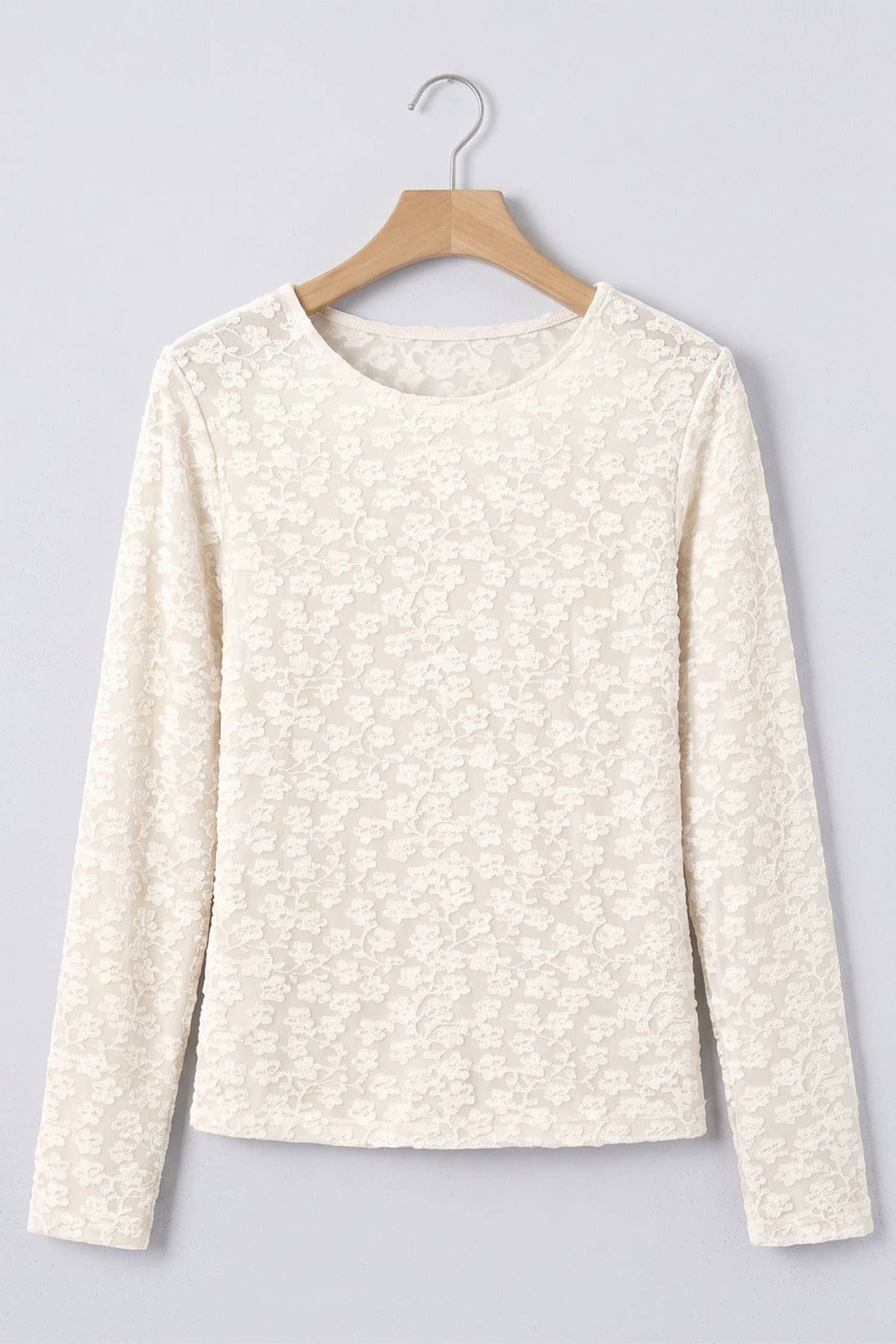LAS Solid Floral Textured Sheath Crew Neck Top (S-XL) - Adalynn Leanne