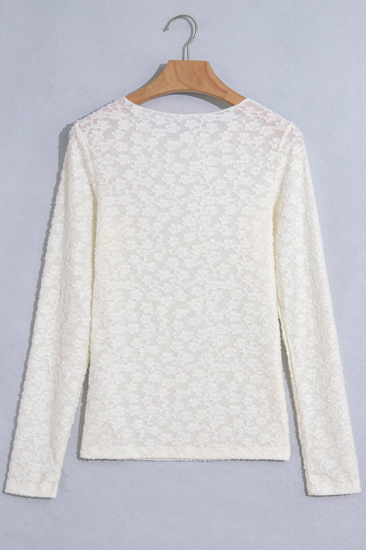 LAS Solid Floral Textured Sheath Crew Neck Top (S-XL) - Adalynn Leanne
