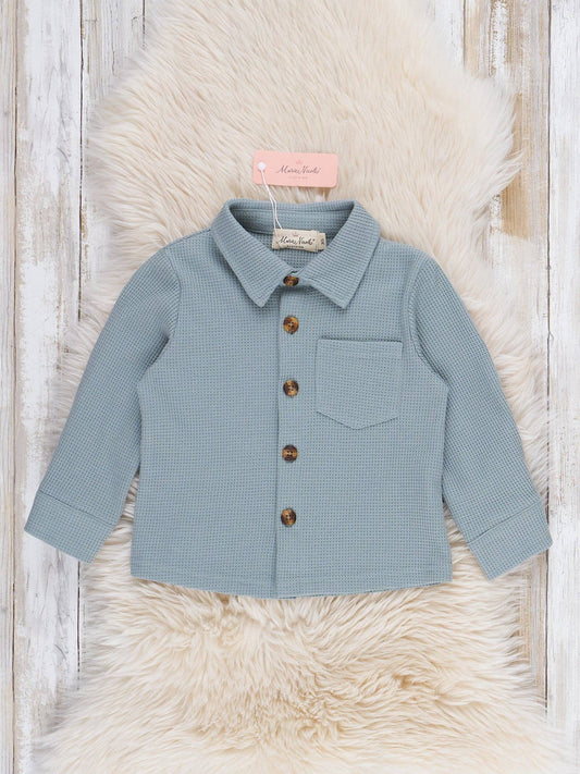 Little Gent Button-Up Shirt - Blue - Adalynn Leanne