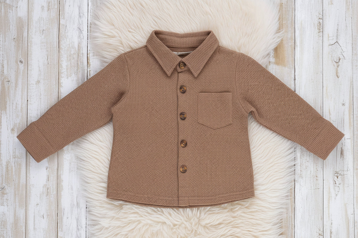 Little Gent Button-Up Shirt - Brown - Adalynn Leanne