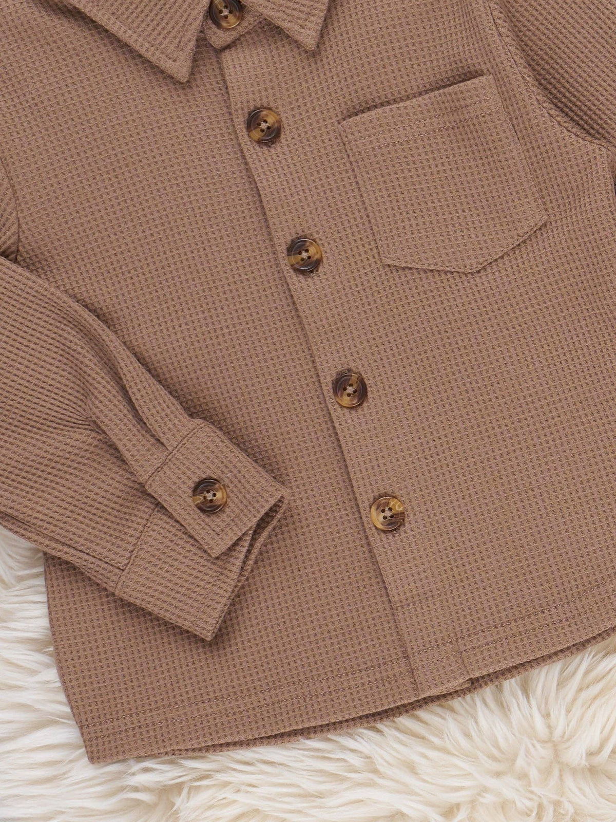 Little Gent Button-Up Shirt - Brown - Adalynn Leanne