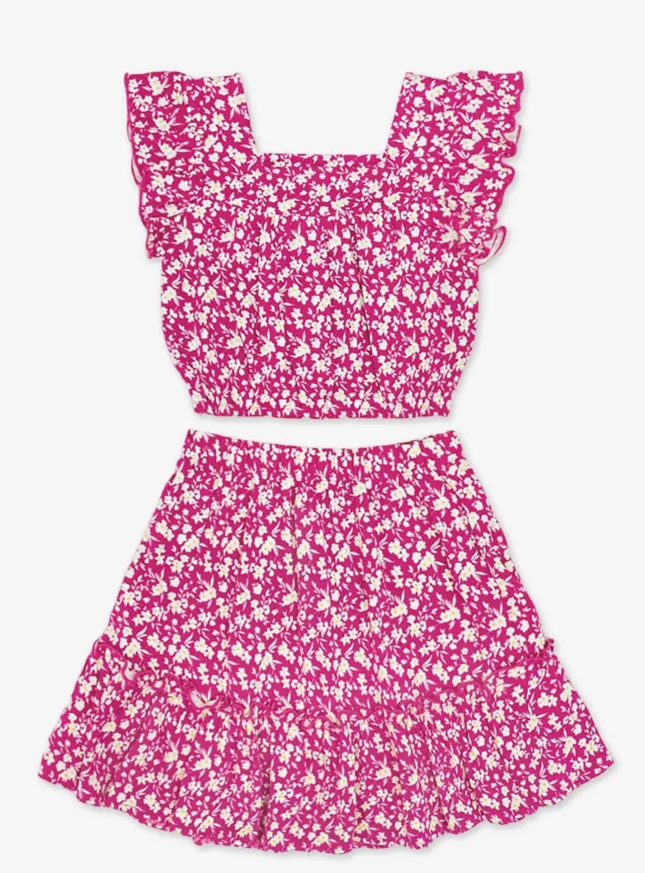 Magenta Floral skirt set - Adalynn Leanne