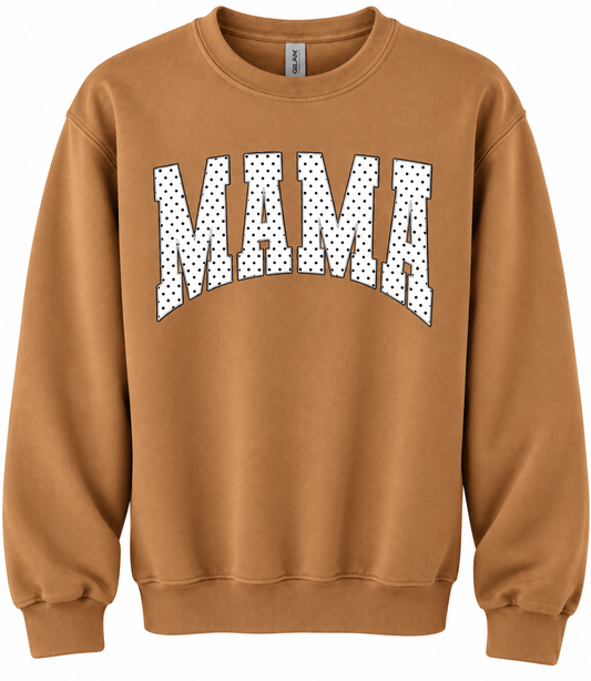 MAMA - Golden Pecan Polka Dot MAMA Sweatshirt - Adalynn Leanne