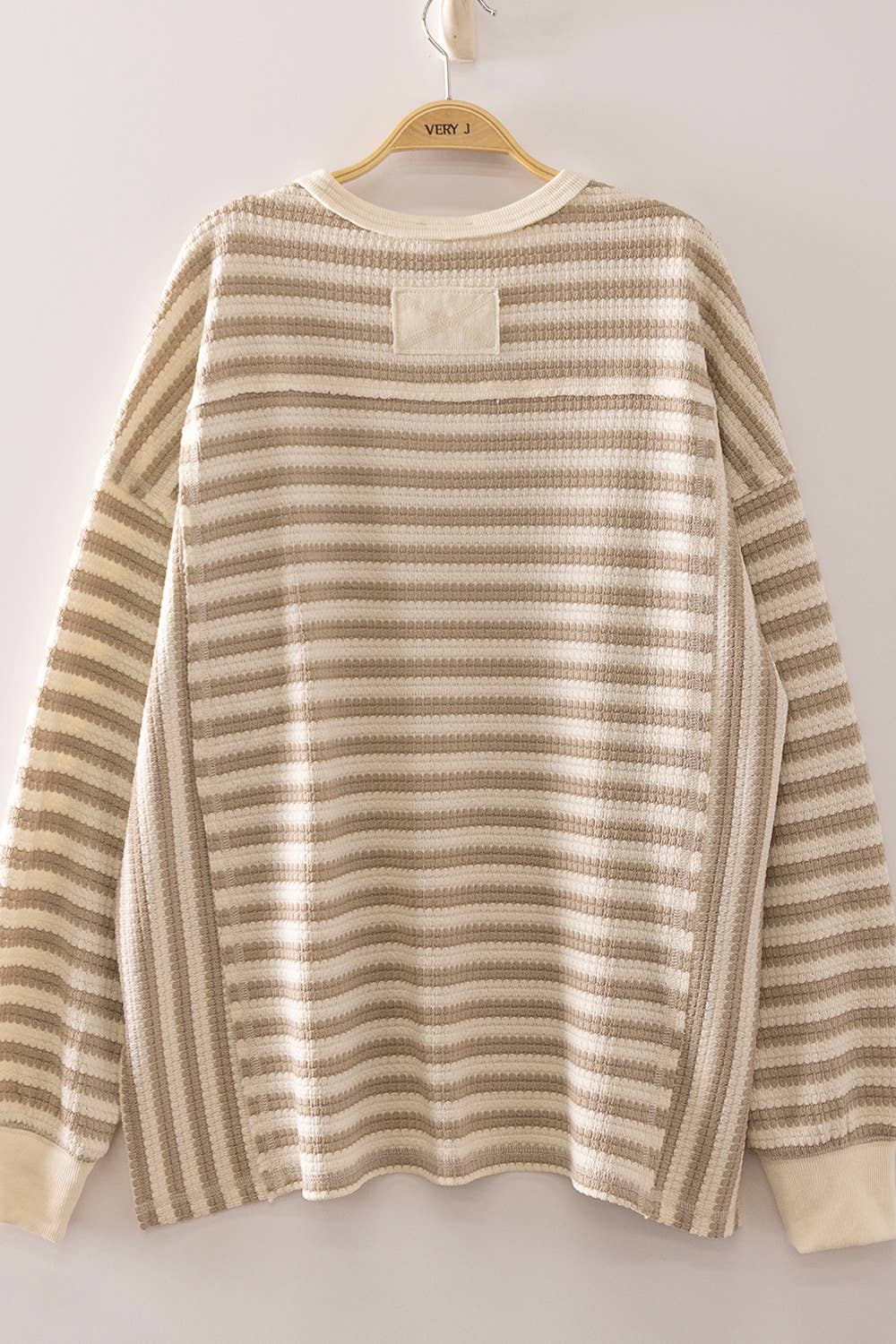 NT12742-Stripe Waffle Top - Adalynn Leanne