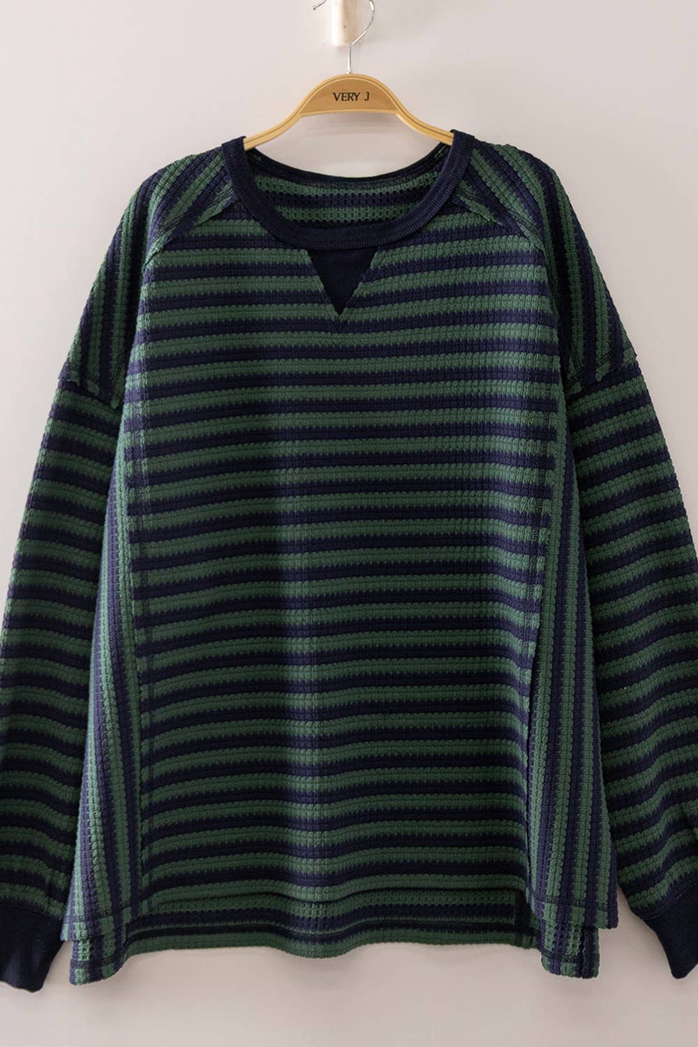 NT12742-Stripe Waffle Top - Adalynn Leanne