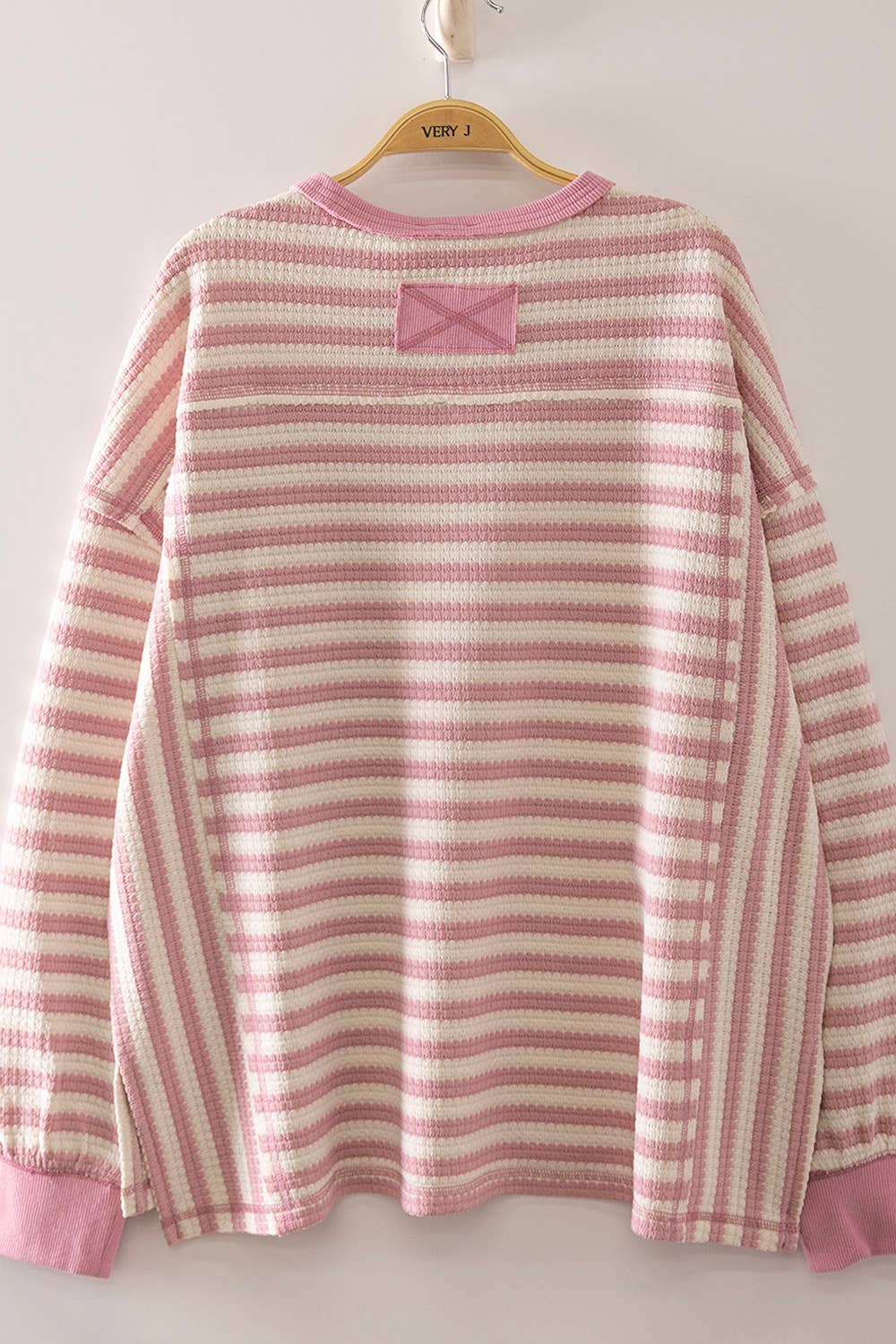 NT12742-Stripe Waffle Top - Adalynn Leanne