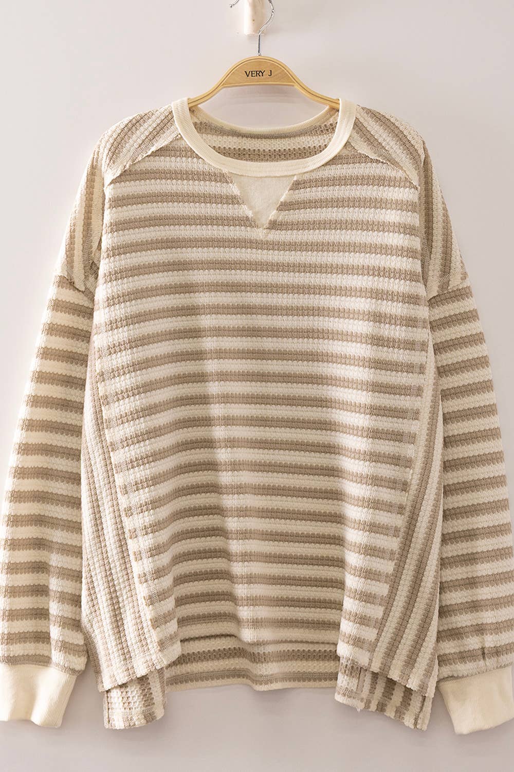 NT12742-Stripe Waffle Top - Adalynn Leanne