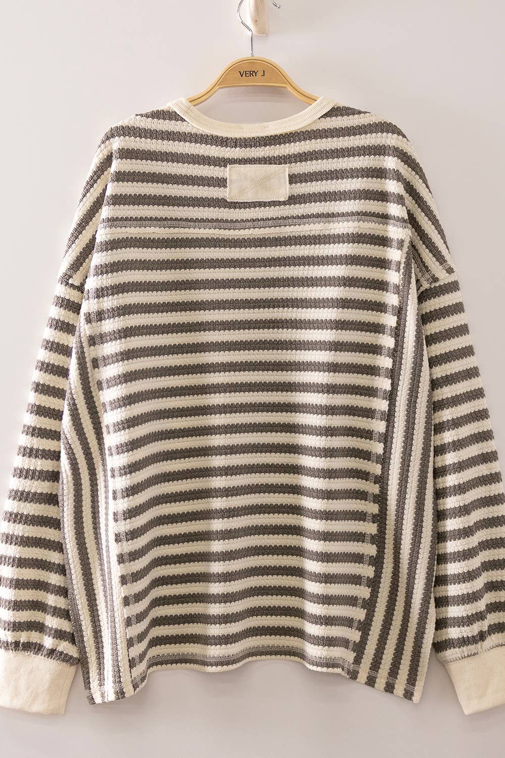 NT12742-Stripe Waffle Top - Adalynn Leanne