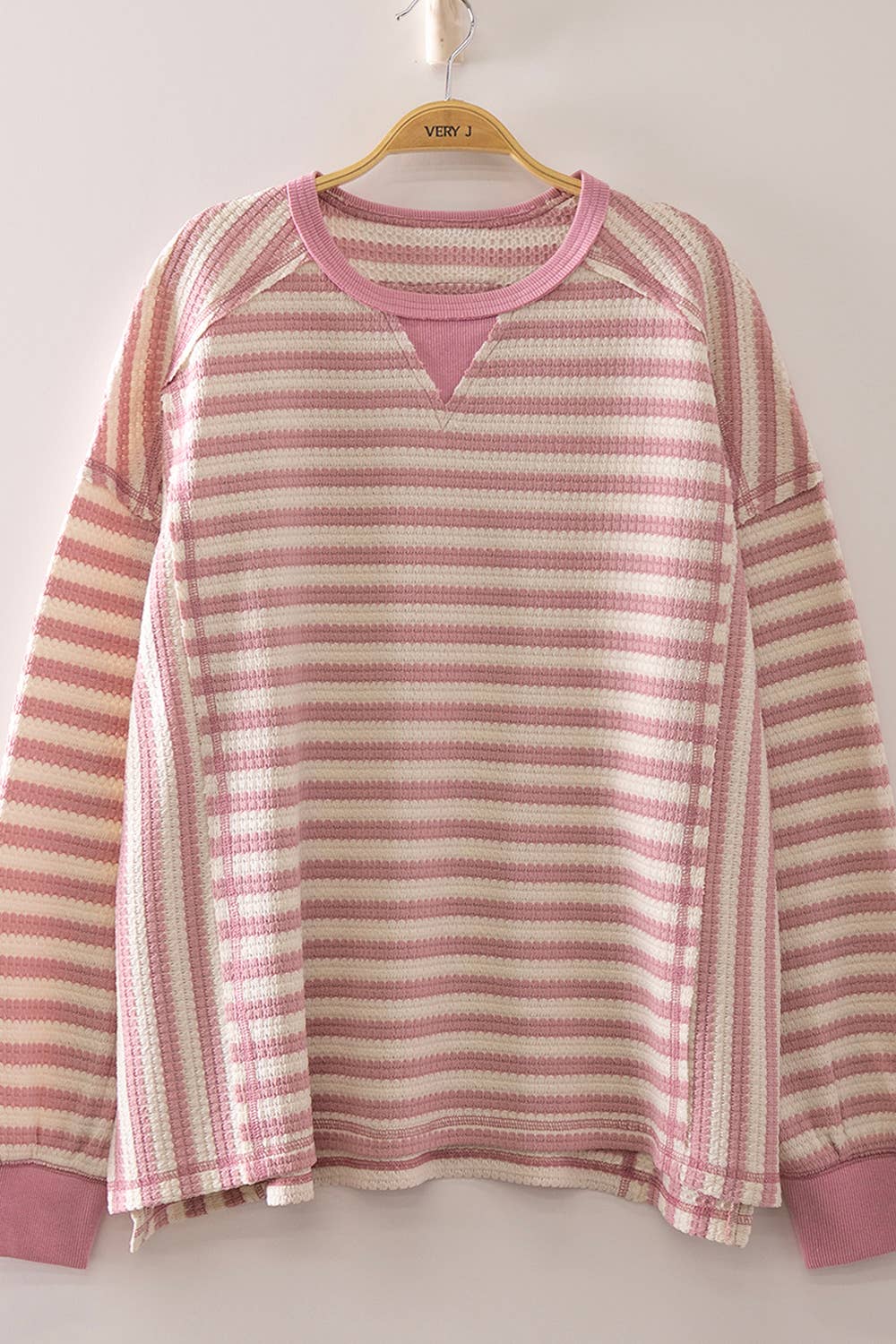 NT12742-Stripe Waffle Top - Adalynn Leanne