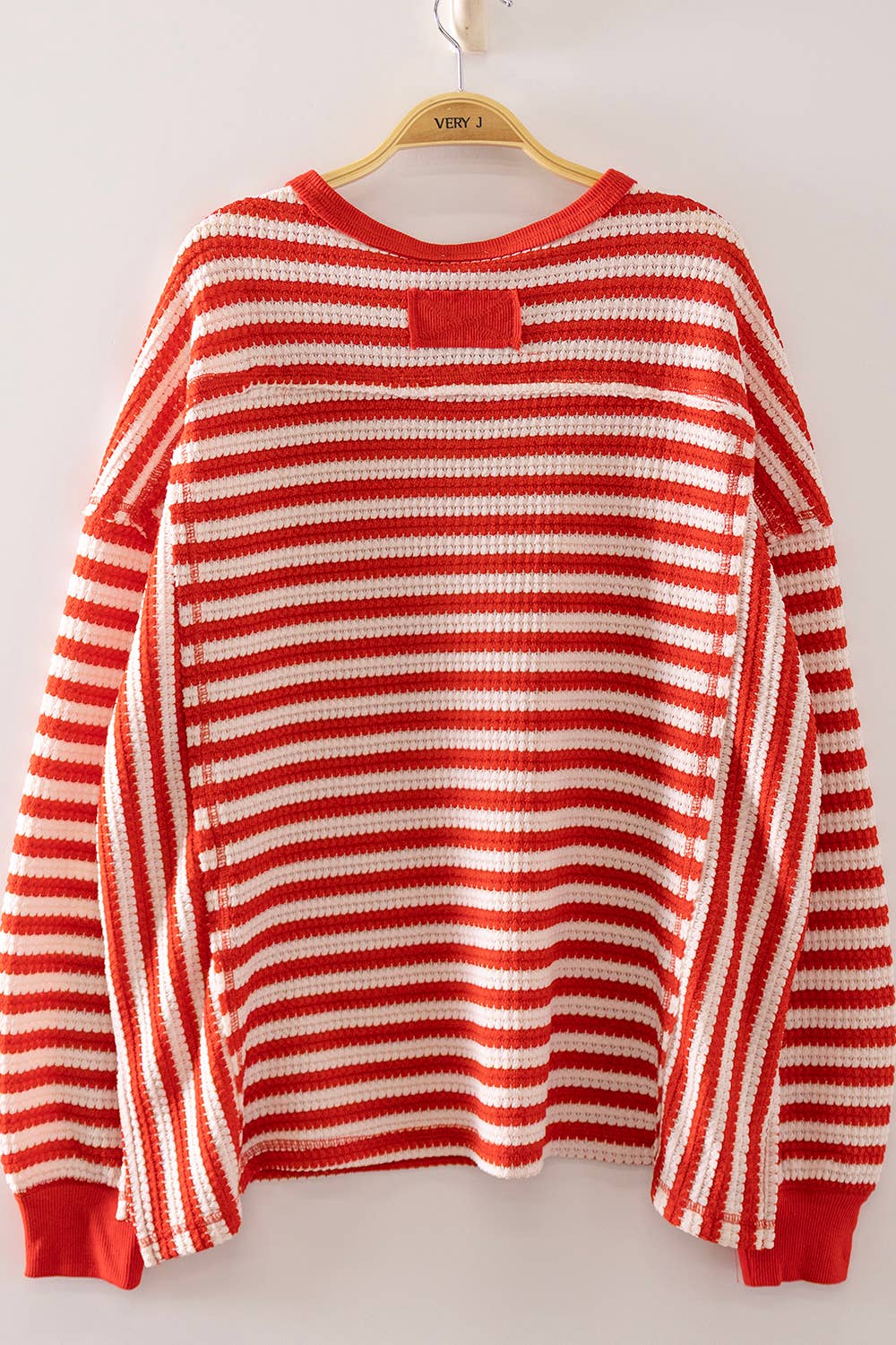 NT12742-Stripe Waffle Top - Adalynn Leanne