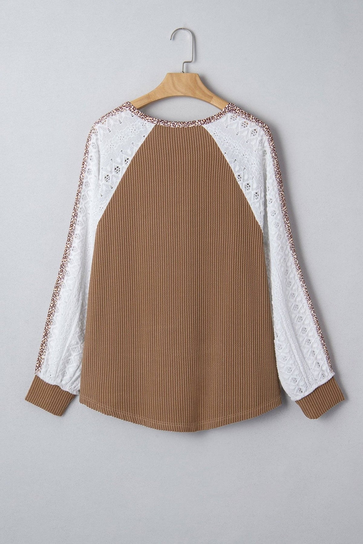 OMG! Leopard Corded Lace Patchwork Long Sleeve Top - Adalynn Leanne