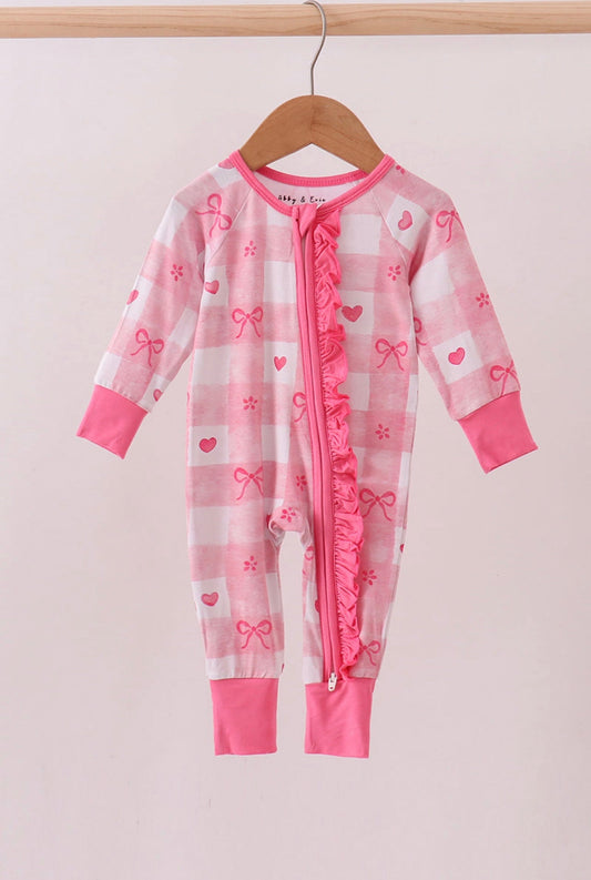 Pink Bow Valentine Sleeper - Adalynn Leanne
