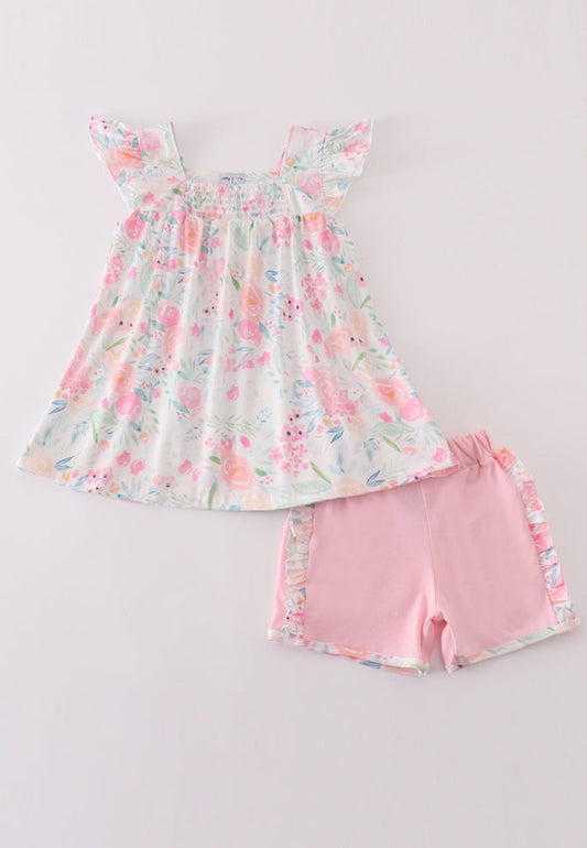 Pink Pastel Meadow Short Set - Adalynn Leanne