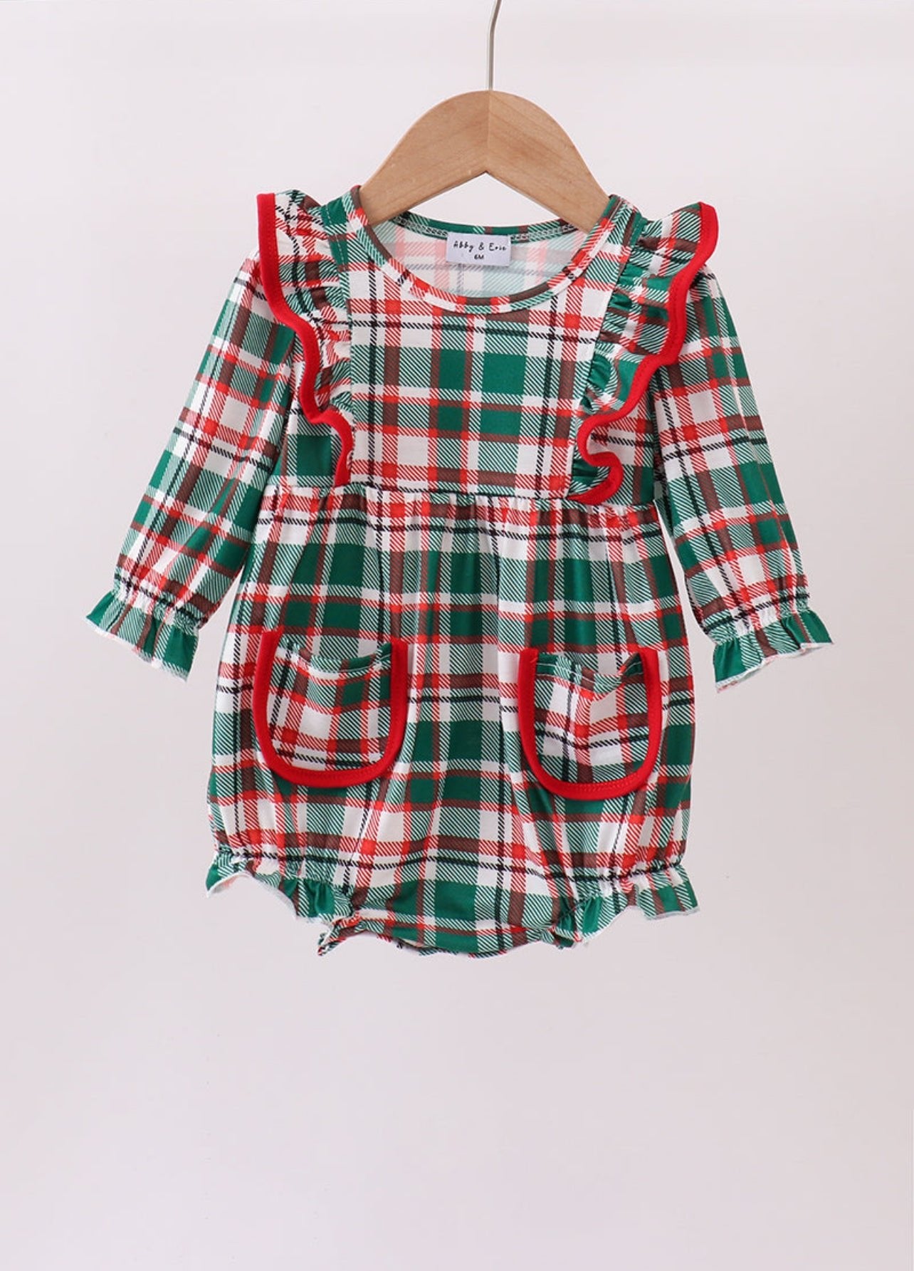 Green and Red Ruffle Bubble with Long Sleeves - Adalynn LeanneInfant Clothing