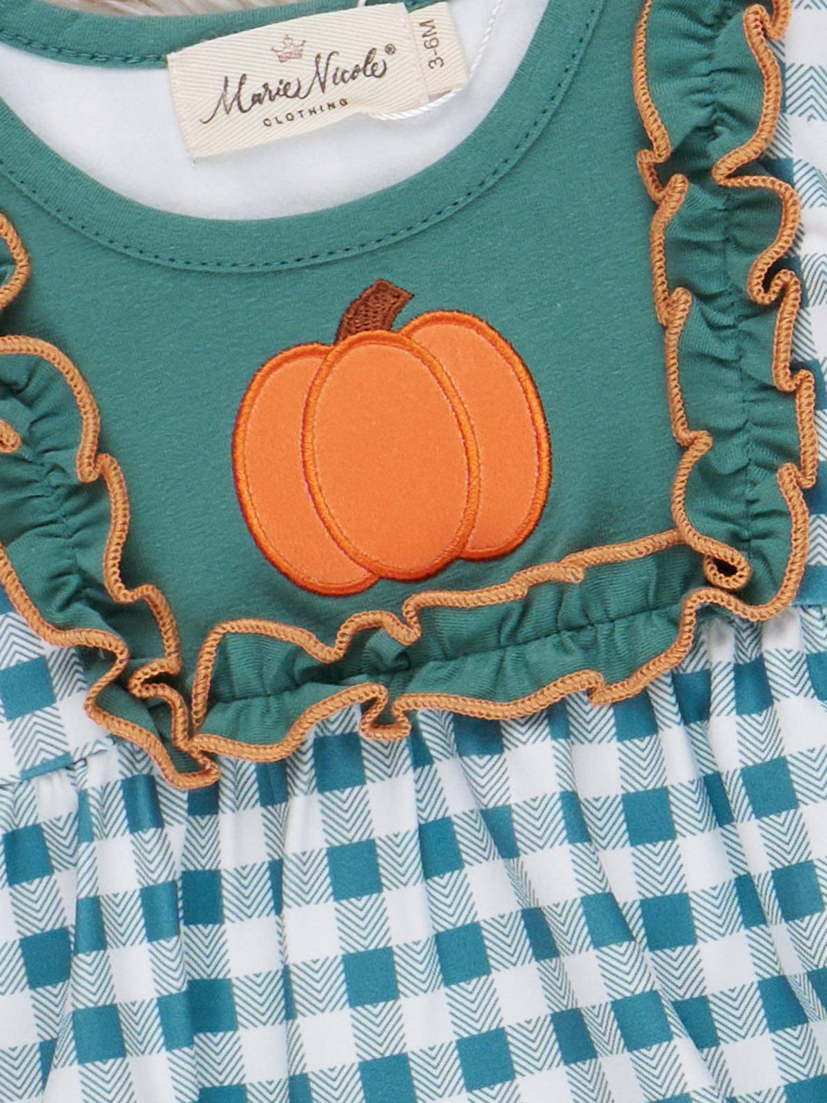 Pumpkin Patch Pines Embroidered Plaid Bubble - Adalynn Leanne